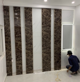 Đá hoa cương PVC kết hợp với gỗ nhựa PVC ốp tường